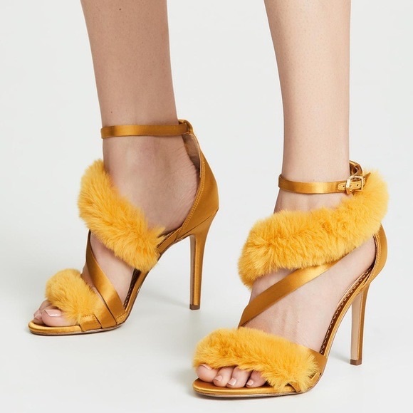 Sam Edelman Shoes - Yellow & Gold faux fur Sam Edelman heels | Size 9